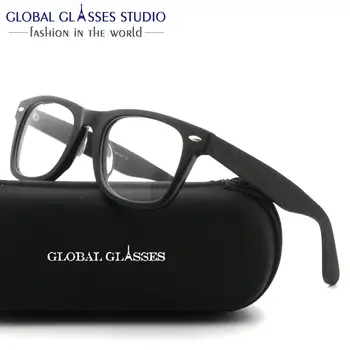 Glasögon Glasögon Optiska Glasögon Acetat Rektangel Tjock träram Svarta Färger Tillgängliga Klassiskt Mode för Män handgjorda KP001
