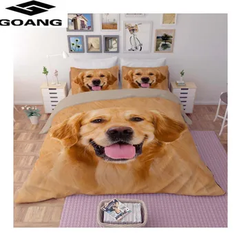 GOANG täcke sängkläder uppsättningar påslakan 200x200 och örngott king size-sängar ställa golden retriever hund tryckt överkast