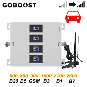 GOBOOST Bil Förstärkare 2g 3g 4g Få 70dB Fyra Band Signal Booster GSM 900 850 FDD-LTE 800 1800 2600 2100 MHz-Repeater Kit