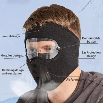 God Hälsa Facial Skydd Anti-Fog dammtät Fullt ansiktsskydd Huvudbonader med Flyttbara Skyddsglasögon för Cykling Skidåkning Vandring