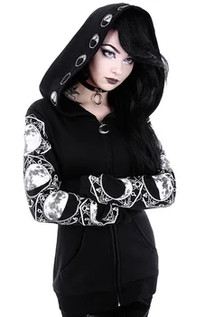 Gothic Black moon 2020 Ny Design Het Försäljning Hoodies och Tröjor Kvinnor Casual Kawaii Harajuku Svett Flickor Europeiska Toppar koreanska