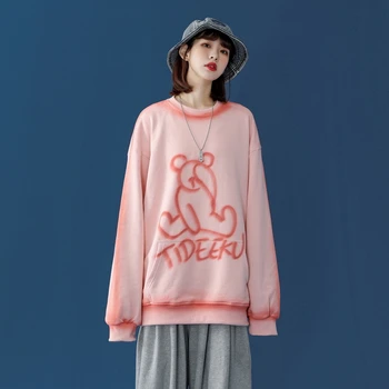 Graffiti Bär Ut Tie Dye Sweatshirts Streetwear Hip Hop Casual Tröja Hoodies Kvinnor Harajuku Fashion Toppar Outwear