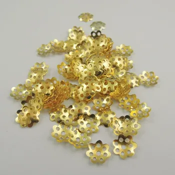 Grossist 1000 bitar av 8mm Diameter Filigran Metall Blomma Pärla Caps Strykjärn Smycken Resultaten för att Göra Smycken Charms Komponent