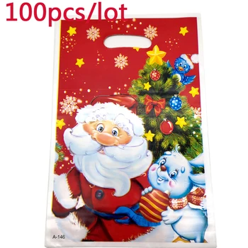 Grossist 100st/mycket Dekoration Jultomten Design Choklad godis Presenter Väskor Pojkar och Flickor Gynnar julfest Loot Väska