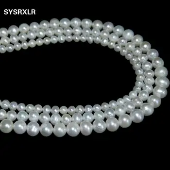 Grossist 5-8 MM Oregelbundna Naturliga Sötvatten Pärlor vit Pearl Lösa Pärlor DIY Halsband Armband Smycken Gör