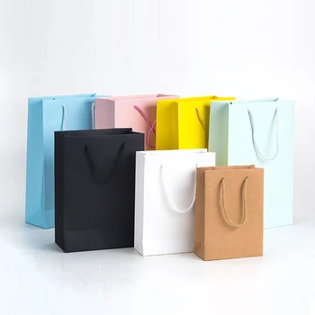Gult Papper Väskor Fast Rosa Blå Vittrut Eller papperspåsar Anpassning Annons Paper Carrier Tyg Skor Förpackning Påsar
