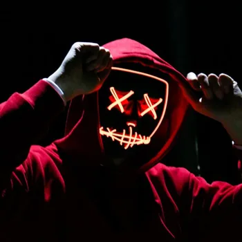Halloween-Led Lyser Skräck Masker Rave Mask Ljus Upp För Festivalen Cosplay Kostym Roliga Val DJ Party Decor Glödande Mask