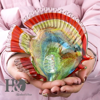 H&D Färgglada Tropiska Fiskar Figurin Glas Blåst Havets Djur Skulptur Heminredning Prydnad Hantverk Samlarobjekt Art Gåvor