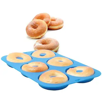 Handgjorda Bakeware Ställa Donut Formar 6 Hålighet DIY Munk Tårta Silikon Bakeware Formar och Kaka Utsmyckning Verktyg