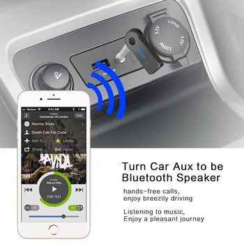 Handsfree Bluetooth Car Kit för trådlös Sändare Trådlös FM-Ljud-Få MP3-Spelare med Mini 3,5 mm Adapter