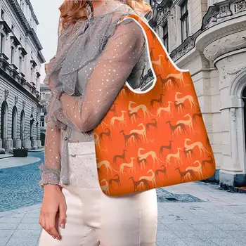 Handväska Kvinnor Shoulder Tote Bag Sommar Strand Väska För Daglig Användning Kvinnliga Shopping Bag Unga Damen Greyhound Djur Utskrifter Dropshipping