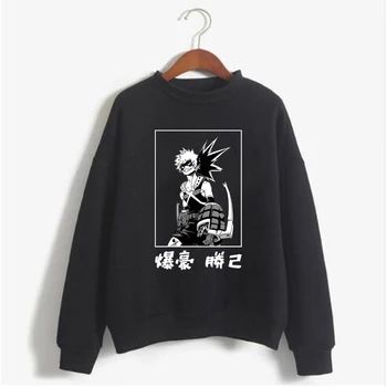 Harajuku Min Hjälte den Akademiska världen Unisex Tröjor Japansk Anime Bakugou Katsuki Tryckt Män Hoodie Streetwear Casual Sweatshirts