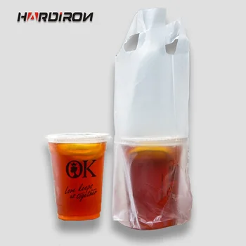 HARDIRON Eller Tote Bag Vit Transparent Förpackning Ficka Enkel-och Dubbelrum Cup plastpåsar Cokes Te Dricker Påse