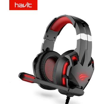 Havit Gaming Headset med 3,5 mm för PC,Laptop,PS4,Surround Stereo Ljud brusreducering Mikrofon och volymkontroll för Hörlurarna