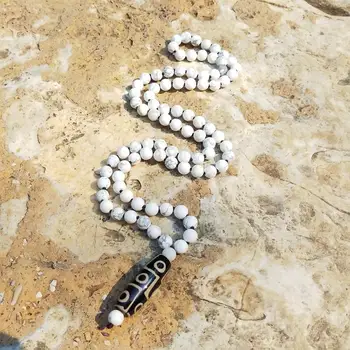 Healing Halsband Matt Ametist Jasper Agat natursten Betalaren Mala Yoga DZI Hänge Halsband Knutna Handmake för Kvinnor som Män