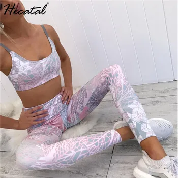 Hecatal Ut damkläder Yoga Set Gym Kläder För Kvinnor Yoga Set Set Sport-Bh Toppar Leggings som Ropa Deportiva Mujer