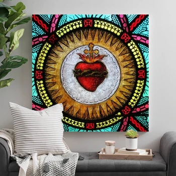 Heliga Hjärta Målat Glas Vägg Konst Duk Dekorativ Målning Vägg Affisch och Skriva ut Väggen Konst Bild för Vardagsrum heminredning