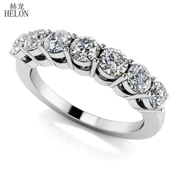 HELON Moissanite Ring Solid 18K Vitt Guld med 0,7 CT GH Färg Testa Positivt Moissanite Diamant Engagemang Bröllop Smycken Ring Band
