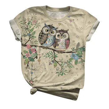 Hem&Bo 2020 Sommaren Kvinnor T-shirts 3D-Djur Dog Fåglar Ut O-Neck T-Shirts Plus Storlek S-3XL T-Shirt, Toppar, T-shirtar Camisetas Mujer
