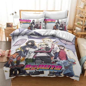 Hemtextil NARUTO 3D-Lyxiga Sängkläder i Japan Anime Karaktär Täcke/Filt Täcker Ställa Sängen King/Europa/USA Påslakan Set