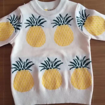 Heyuhao Hösten och vintern stickade tröjor Ananas mönster tröja Barnens tröjor