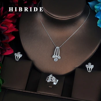 HIBRIDE Lyx Enkel Design AAA Cubic Zirconia Bana Kvinnor Smycken Uppsättningar för Bröllop Brud Party Gåvor grossistpriset N-370