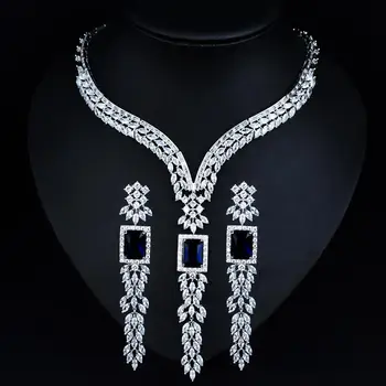HIBRIDE Senaste Design Indiska Smycken Kvinnor Brudkläder Smycken Set Med Halsband Örhängen som Kvinnor Klänning Fest Tillbehör N-1054