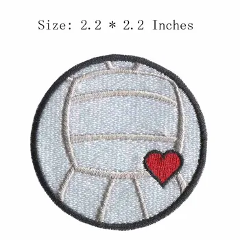 Hjärtat bollen 2,2 tum stor brodyr för fotboll patch/sport spel/full broderier patch