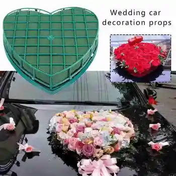 Hjärtat Form Blomma Våt Skum För Bröllop Fest Bil Tabellen Visas DIY Färska Blommor Brud Modellering Bröllop Bil Dekoration
