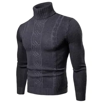 Hot 2019 mode hösten vintern värme polotröja män med hög krage tröja bottna-shirt svart stickad tröja män XY019