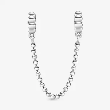 HOT 925 Sterling Silver Pärlor & Bana säkerhetskedja Charm Silver passar Ursprungliga Pandora Armband Smycken för Kvinnor Eller