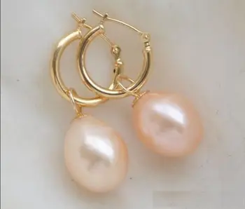 HOT sälj AAAA+ 9-10mm Sötvatten pearl Pink Pearl Earring