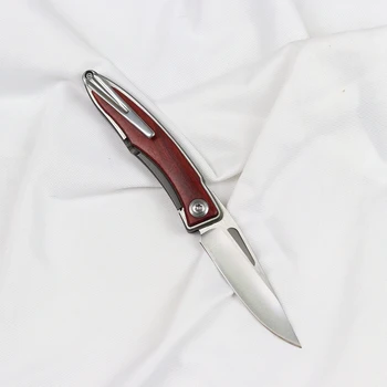 HP Mini fällkniv 440C kniv rött sandelträ hantera camping överlevnad offentlig pocket fiske jakt kök EDC kniv T00L