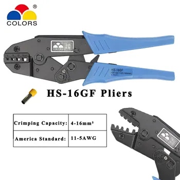 HS-16GF 4,6,10,16mm2 11-5AWG RATCHET PRESSNING PLIER(EUROPEISK STIL) Elektriska Terminaler Stans Verktyg Blå Handtag