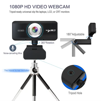 HXSJ S4 HD 1080P Webcam Manuell Fokus Dator Kamera Inbyggd Mikrofon för videosamtal Webb-Kamera med Sekretess Täcka för PC Laptop