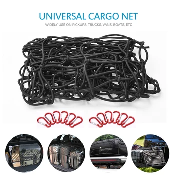 Hög Kvalitet Tunga Latex Cargo Net Ny Krok Elastisk Bil Trailer Takräcke Boot Bagage Bungee Cord Cargo Net Svart