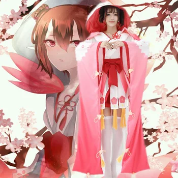 Höjd Kvalitet Spel Onmyoji Momo Peach Blossom Kimono Med Söta Öron Kawaii Kvinnor Cosplay Kostym Klänning + Strumpor + Bowknot + Hatt
