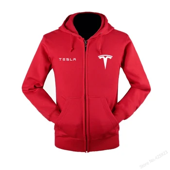 Höst Vinter bil logo blixtlås Tesla tröja för män hooded overaller diy kundgrupp kläder verktyg anpassade toppar
