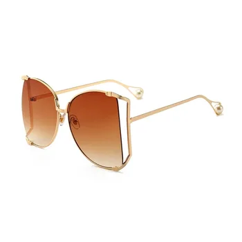 Ihåliga D Square Överdimensionerade Solglasögon Mode Kvinnor Lutning Metall Ram solglasögon Streetwear Kvinnliga Cat Eye Glasögon Nyanser UV400