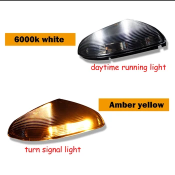 IJDM Switchback LED ytterbackspegel Markör Lampor För 09-14 Dodge Ram 1500, 2500,Vit LED-parkeringsljus, Amber LED-blinkers Ljus