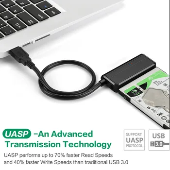 INGELON sata till usb hårddisk kabel-USB 3.0-Överföring Lätt att köra linje USB-Sata Adapter för 2,5 till 3,5 HDD SSD-Enheter