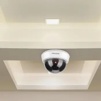 Inomhus/Utomhus Dome Vit Dummy Inrikes Säkerhet Övervakning Kamera med Simulerade IR-Blinkande Rött Ljus för stormarknader hotell