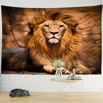 INS Populära Lion Mönster Väv Ensam Lion King Konst att Hänga på Väggen Väggmålning Handduk Yoga Matta Tapis Sovrum Inredning Hantverk