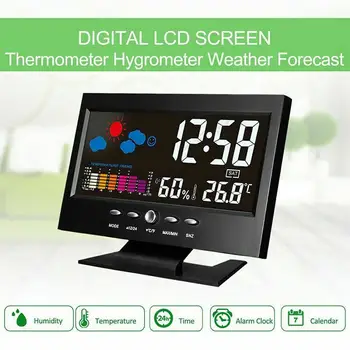 Intelligent Digital Klocka Väderstation Display Alarm För Kalender Och Klocka-Funktion Termometer Trådlös Temperatur Luftfuktighet Meter