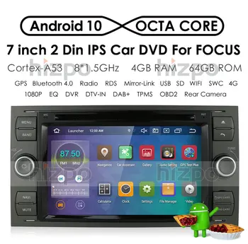 IPS 2 Din Android-10 Bil DVD-Spelare Radio för Ford Transit Focus C-MAX Ansluta S-MAX Kuga Mondeo PX5 wi-fi trådlöst Lan 4G GPS-DAB+ Multimedia