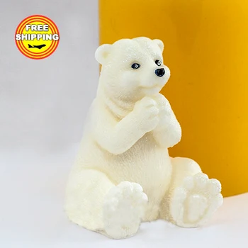 Isbjörn tvål mögel Mat silikon formar 3d handgjorda djur tvål och ljus mögel med hög kvalitet Przy grossist