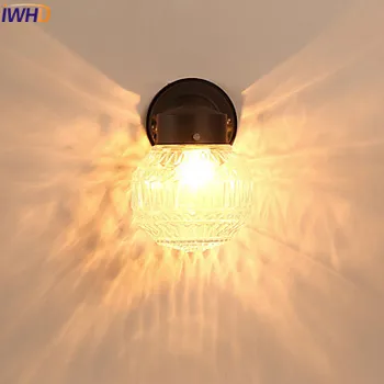 IWHD American Vintage Vägg Lampa i Glas Skugga LED Stair Lampor Wandlamp Vägg Skans Apliques Jämfört Retro Vägg Armaturer