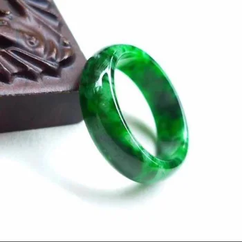 Jade Ring Naturliga Jadeit Ring Smycken Fina Smycken Torr Blommande Grönt Finger Ring Emerald Män och Kvinnor Ring