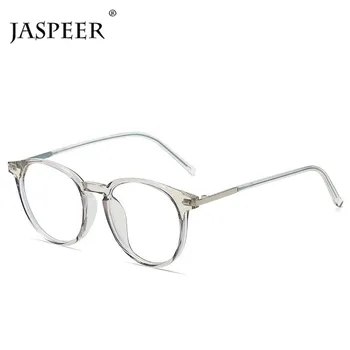JASPEER Mode Anti Blå Dator Nörd Kvinnor Retro Rund Strålning och Blått Ljus för att Blockera Glasögon Män Optiska Ramar