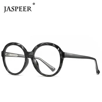 JASPEER Retro Rund Dator Nörd Kvinnor Varumärke Designer Vintage Anti Blue Light Eye Glas Män Mode Glasögon Optiska Ramar